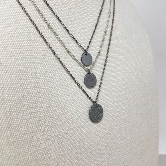 Multi Strand Necklace Black Goth Whimsigoth Sparkle Dressy Simple Minimal - Picture 3 of 8